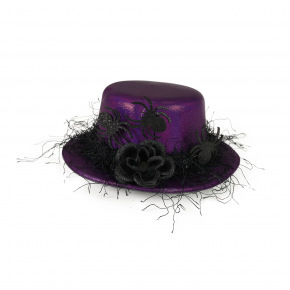 Rappa Mini klobouk fialový s černou květinou a pavoučky