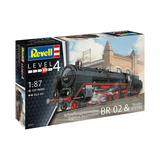 Revell Plastic ModelKit lokomotíva 02171 - Expresná lokomotíva BR 02 & Tender 2'2'T30 (1:87)