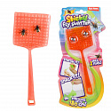 Teddies Plácačka na mouchy 18cm natahovací lepkavá + mouchy 2ks 4 barvy na kartě 12x26,5x1cm
