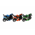 Teddies Rennmotorrad Metall/Kunststoff mit Rückzug 12cm batteriebetrieben mit Licht, Sound 3 Farben