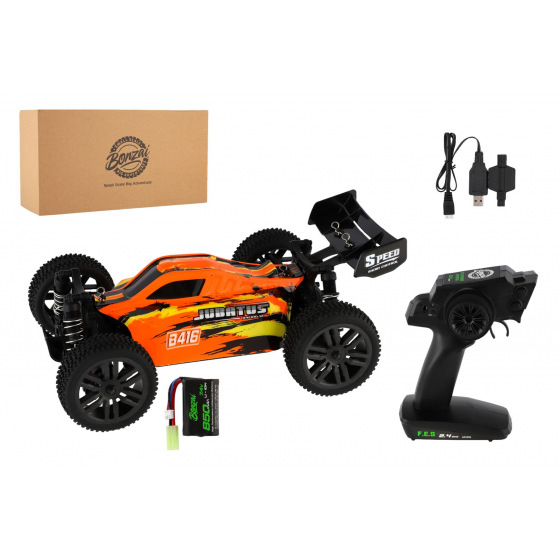 Teddies Auto RC Buggy Bonzai Jubatus Geländewagen 30cm Kunststoff orange 2,4GHz mit Batterie.+2xdob. Pack in der Schachtel. 40x14x21