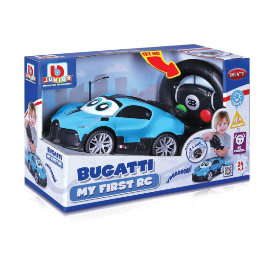 Maisto - BJUNIOR BB Junior RC - Bugatti Divo mit Licht und Sound, Fernsteuerung Lenkrad, blau, 2,4Ghz