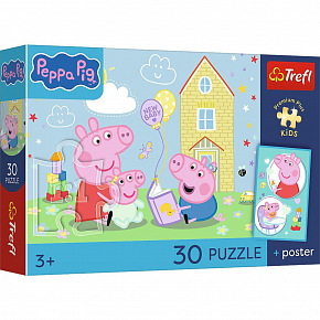 Trefl Puzzle Premium Plus Kids - Peppa Pig 27x20cm + plakát 30 dílků v krabičce 21x14x4cm