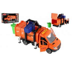 Teddies Auto popeláři plast 30cm na setrvačník na baterie se zvukem se světlem v krabici 33x18x13cm