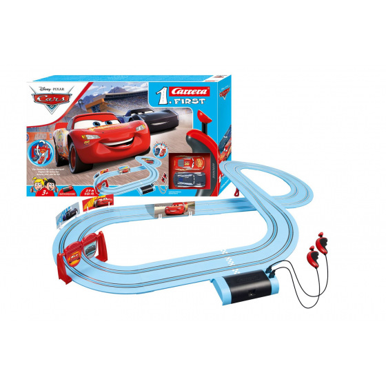 Carrera Autorennbahn Carrera First Autos/Cars 2,9m Kunststoff +2 Autos mit Batterie. in einer Schachtel 50x30x7cm