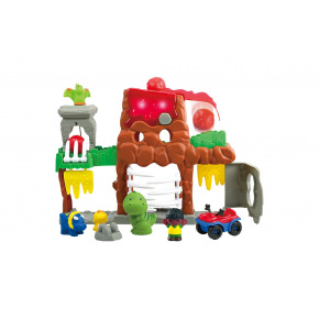 Sada dobrodružný svět dinosaurů s doplňky plast na baterie se zvukem, světlem v krabici 48x39cm 18m+