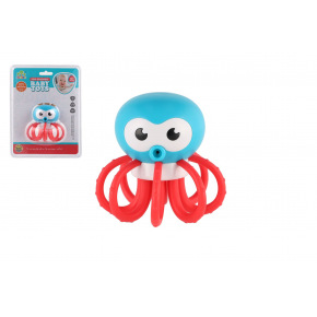 Chrastítko chobotnice plast 8x8cm na kartě 0m+