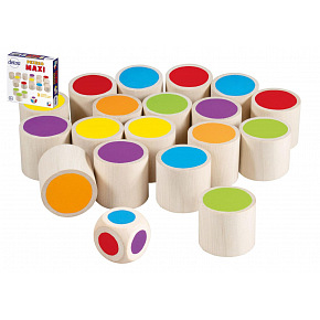 Detoa Maxi pexeso společenská hra 18 dřevěných kamenů + kostka v krabici 20x20x4cm