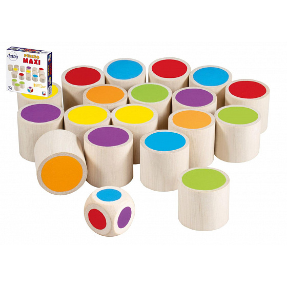 Detoa Maxi pexeso spoločenská hra 18 drevených kameňov + kocka v krabici 20x20x4cm