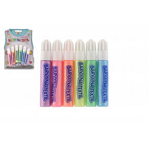 Farby na textil perleťové 6ks na karte 14x20cm