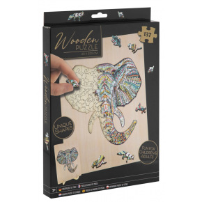 Mac Toys Dřevěné puzzle Slon - 137ks