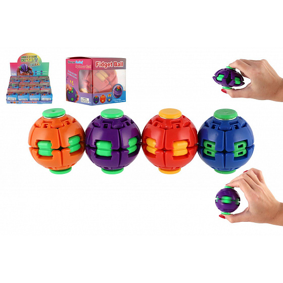 Teddies Gyroball/Míček mačkací točící antistresový 6x6,5cm 4 barvy v krabičce