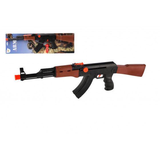 Teddies Pistole Maschinengewehr ARMY aus Kunststoff 52cm zum Aufziehen auf Karte 15,5x53x3cm