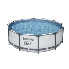 Bestway Basen naziemny okrągły Steel Pro MAX, filtracja kasetowa, stopnie, średnica 3,66 m, wysokość 1 m