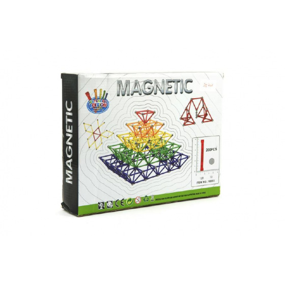 Magnetická stavebnice 200ks v krabici 30x23x6cm