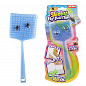 Teddies Plácačka na mouchy 18cm natahovací lepkavá + mouchy 2ks 4 barvy na kartě 12x26,5x1cm