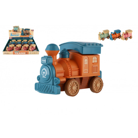 Teddies Lokomotiva/vlak plast 13cm na setrvačník 3 barvy