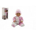 Hamiro Panenka/Miminko 40cm, pevné tělo overal bílorůžový + čepice růžová v krabici 20x43x13cm