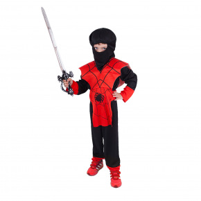 Rappa Czerwony kostium Ninja dla dzieci (S) e-pakiet