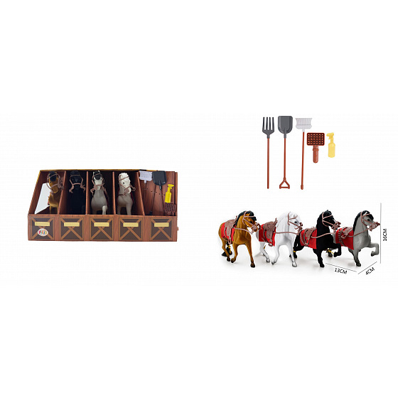 PLEJO Set 4 koňů s příslušenstvím