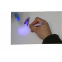 Teddies Geheimstift mit unsichtbarer Tinte und UV-Licht + Kugelschreiber aus Kunststoff 15cm mit Batterien 4 Farben