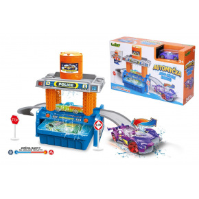 Wiky Automyčka + auto měnící barvu plast s doplňky v krabici 30x19cm
