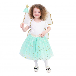 Rappa Detský kostým tutu sukne zelená víla s paličkou a krídlami