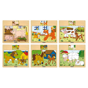 Woody Puzzle na płycie "Maszyna" - zwierzęta z młodymi