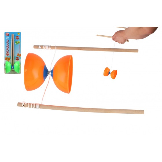 Teddies Diabolo groß Set Kunststoff/Holz 35x12cm 2 Farben auf Karte