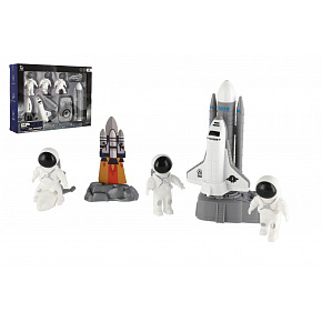 Teddies Sada vesmír - astronauti, raketoplán vystřelovací s doplňky v krabici