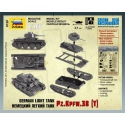 Zvezda Wargames (WWII) tank 6130 - German Light Tank PZ.KPFW.38 (T) (1:100)