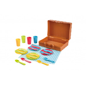 Teddies Kosz piknikowy z zestawem naczyń plastikowych 22 szt. 24x18x8cm 24m+ Teddies Kosz piknikowy z zestawem naczyń plastikowych 22 szt. 24x18x8cm 24m+