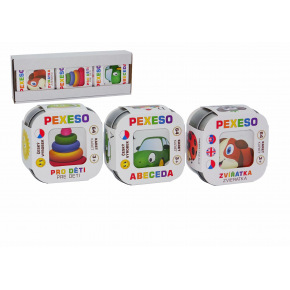 Pexeso 3szt Alfabet, Zwierzęta, Gra planszowa dla dzieci w pudełku 8x21x4cm Dotykowa