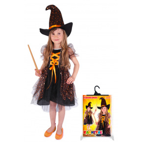 Rappa Detský kostým čarodejnice/Halloween hviezdička (M)