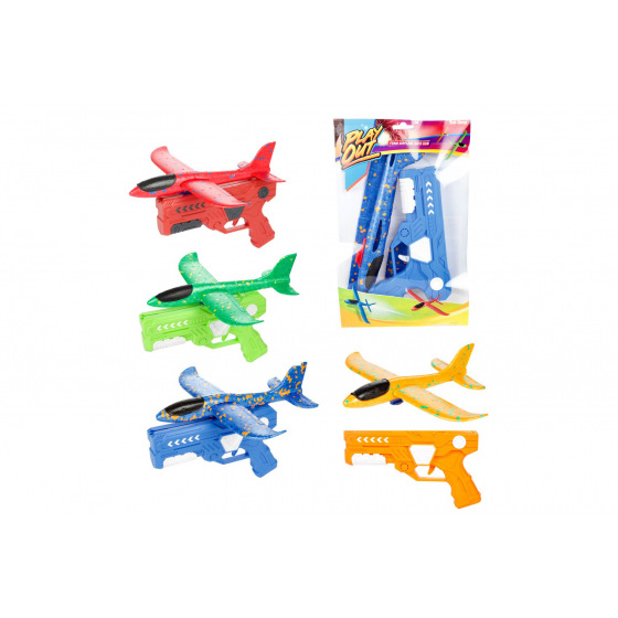 Teddies Lietadlo vystreľovacie penové s pištoľou 22cm 4 farby