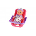 Teddies Panenka miminko plast 22cm pevné tělo v nosítku/autosedačce s lahvičkou 2 barvy