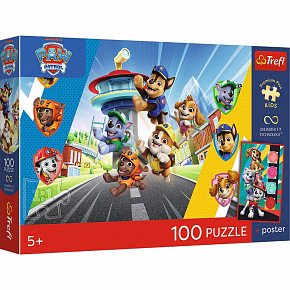 Trefl Puzzle Premium Plus Kids - Paw Patrol 41x27,5cm + plakát 100 dílků v krabici 29x19x4cm
