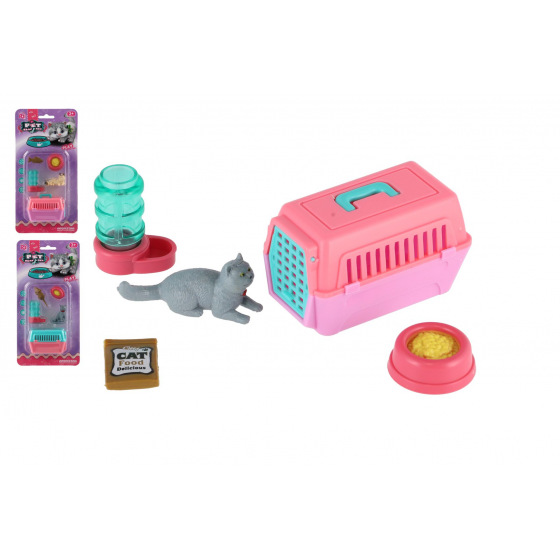 Teddies Maznáčik/mačka s prenosným boxom plast 4cm s doplnkami 4 druhy