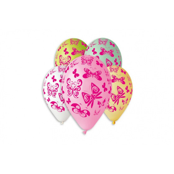 Smart Balloons Balonek nafukovací motýl 12'' průměr 30cm 5ks v sáčku