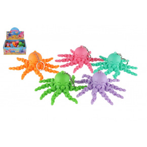 Teddies Prívesok chobotnice plast 9cm na batérie so svetlom 6 farieb 24ks v boxe