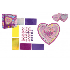 Teddies Zestaw kreatywnych pudełek na biżuterię w kształcie serca z mozaiką z akcesoriami w pudełku o wymiarach 22x18x6cm