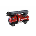 Teddies Feuerwehrwagen mit Leiter aus Kunststoff 13cm mit Rückzug in Schachtel 17x12x8cm