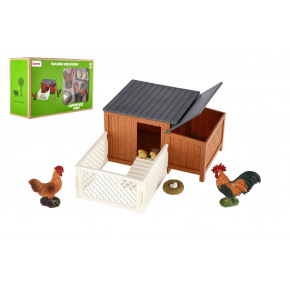 Teddies Kurnik z wybiegiem Teddies, plastikowy, z akcesoriami w pudełku, 25x16x9cm