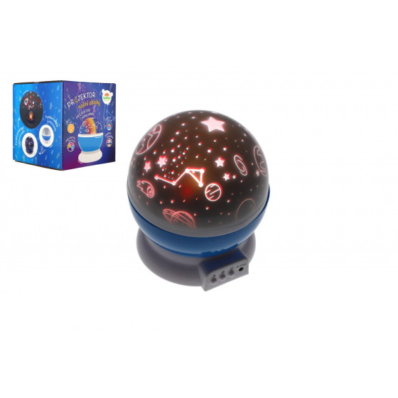 Projektor noční oblohy plast 14x11cm na baterie/USB se světlem v krabici 13x14x13cm