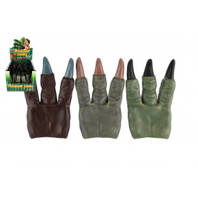 Dinosaurus tlapa/drápy na ruku guma 15x23cm 3 druhy 12ks v boxu karneval