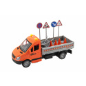 Teddies Straßenwartungsauto aus Kunststoff 25cm mit Schwungrad, batteriebetrieben mit Sound und Licht in Schachtel 32x19x12cm
