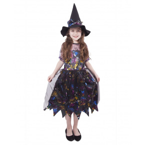 Rappa Detský kostým čarodejnice farebná/Halloween (S)