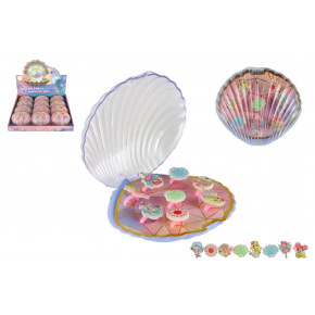 Teddies Prstienok/Prstienky plast 8ks nastaviteľná veľkosť 2 farby v krabičke v tvare mušle 12ks v boxe