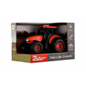 Teddies Traktor Zetor Kunststoff 9x14cm mit Schwungrad auf Batterie. mit Licht und Ton in einer Box 18x12x10,5cm