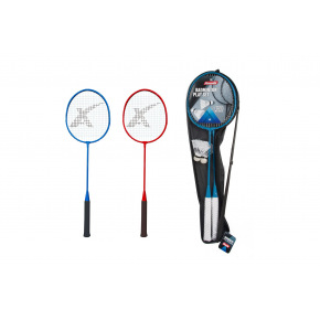 Teddies Súprava badminton rakety 2ks + loptička 2ks 65cm kov/plast 2 farby v puzdre